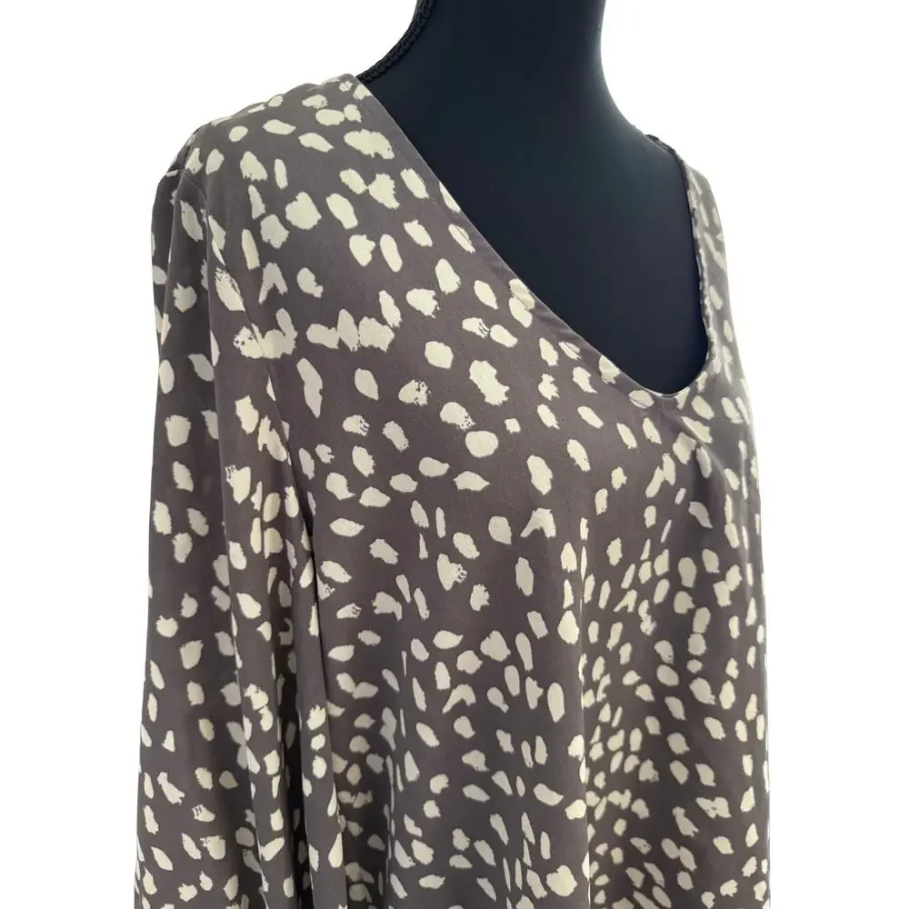 Flowy Beautiful Gray Cream Balloon Sleeve Blouse‎ by 143 Story by Line up Sz Sm
